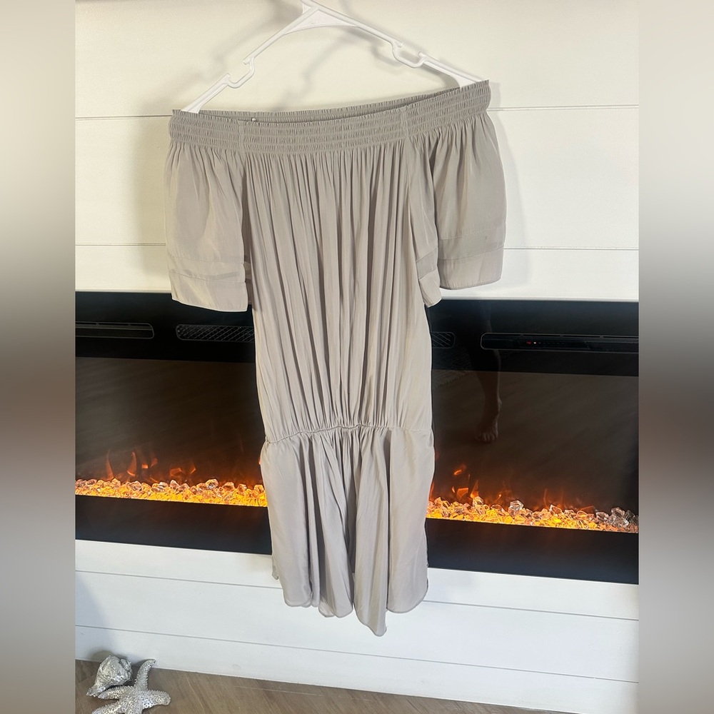 Ramy Brook Gray Off-Shoulder Blouson Mini Dress XS